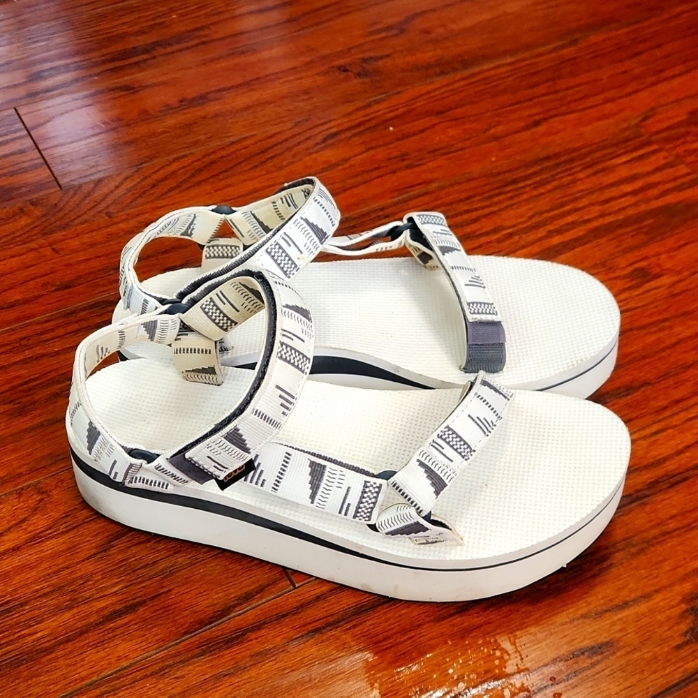 TEVA Platform Chara Bright White Sandals - Picture 1 of 7